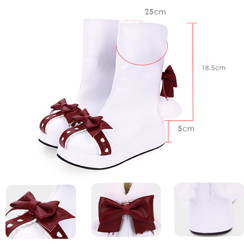 Lolita Boots - Round Toe, White, Sweet Style, Bow Detail - Alternative Fashion Shoes - additional product view 6