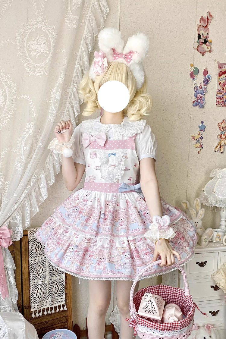 Lolita Dress - Bunny & Bear Tea Party, Pink, Printed, Layered, Sweet Style - additional product view 3