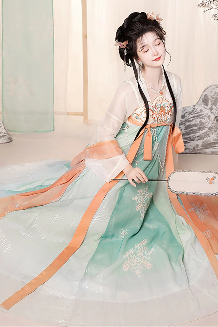 Lolita Dress - Chinese Style <springtime, Green, High Waist, Embroidered, Long Sleeves - additional product view 4