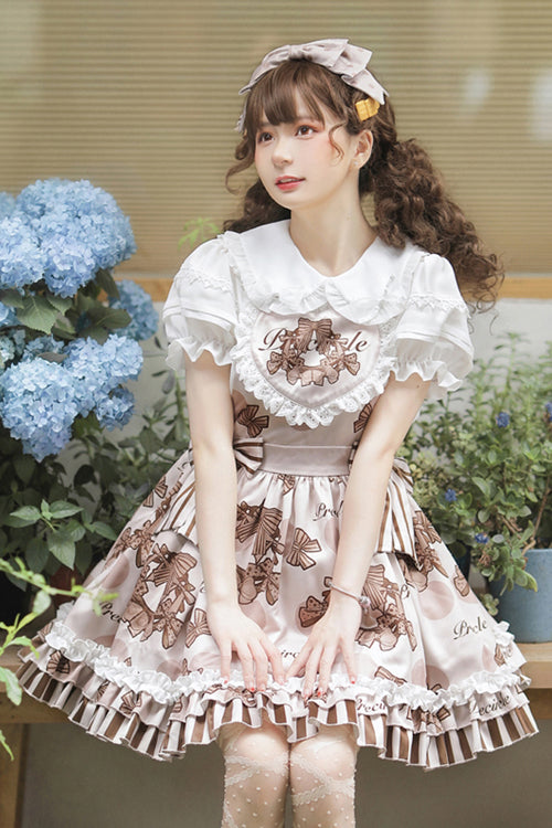 Lolita Dress - Chocolate Wreath Print, Brown, Sweet Style, Printed - additional product view 4