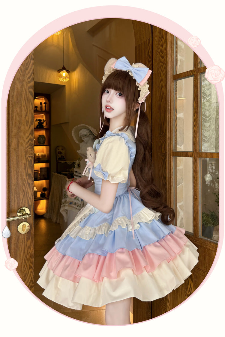 Lolita Dress - Cream Puffs, 2 Colors, Puff Sleeves, Layered, Sweet Style - additional product view 5