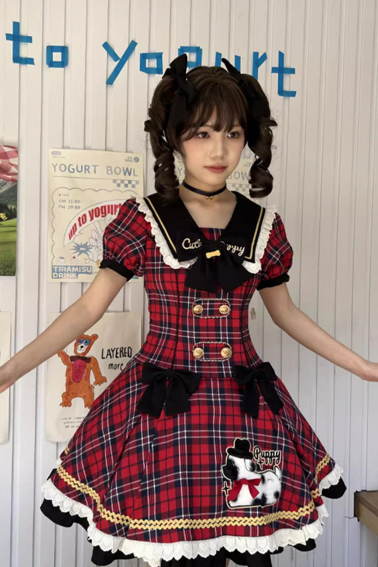 Lolita Dress - Dalmatian, Red, Printed, Sweet Style, Bow Detail - additional product view 9
