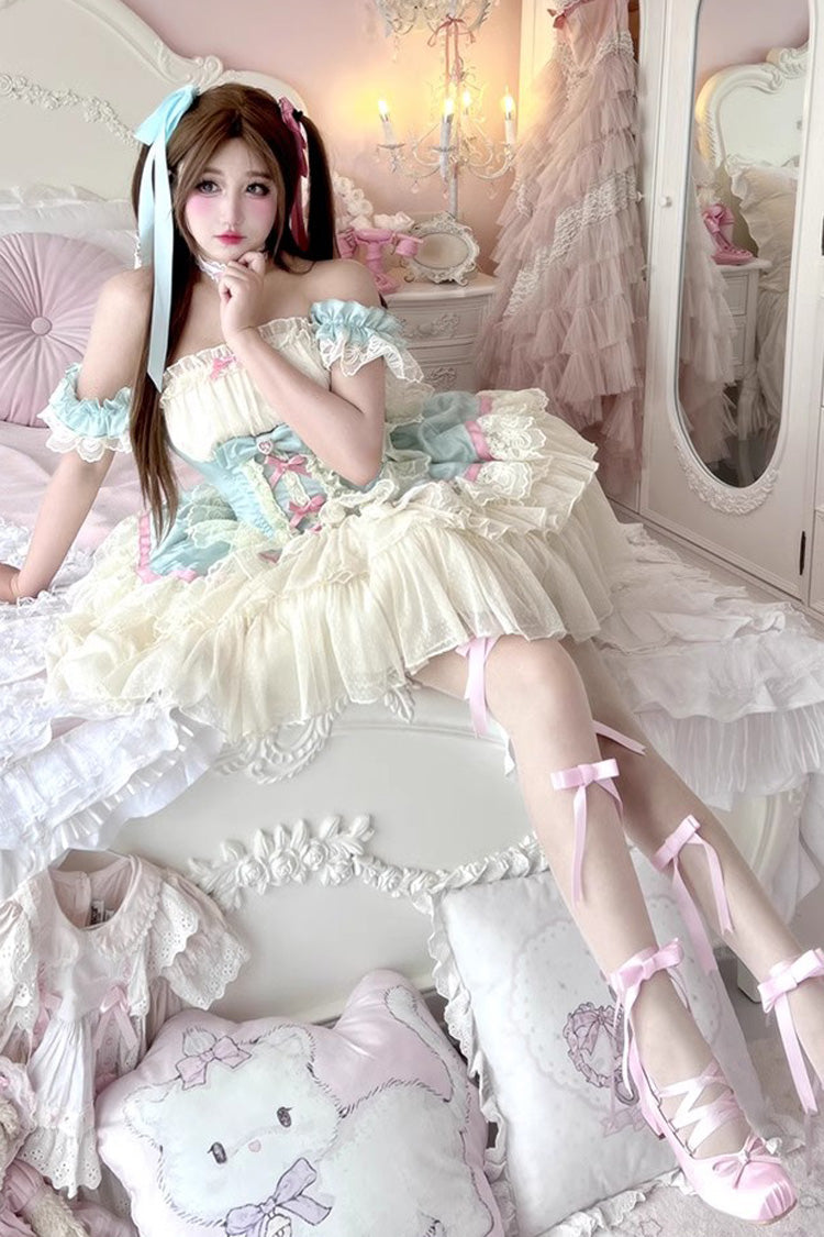 Lolita Dress - Girly Scent, 2 Colors, Bow Detail, Lace Trim, Ruffled - additional product view 8