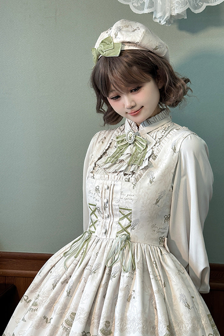 Lolita Dress - Iris Study, 2 Colors, Square Collar, Bow Detail, Lace Trim - additional product view 15