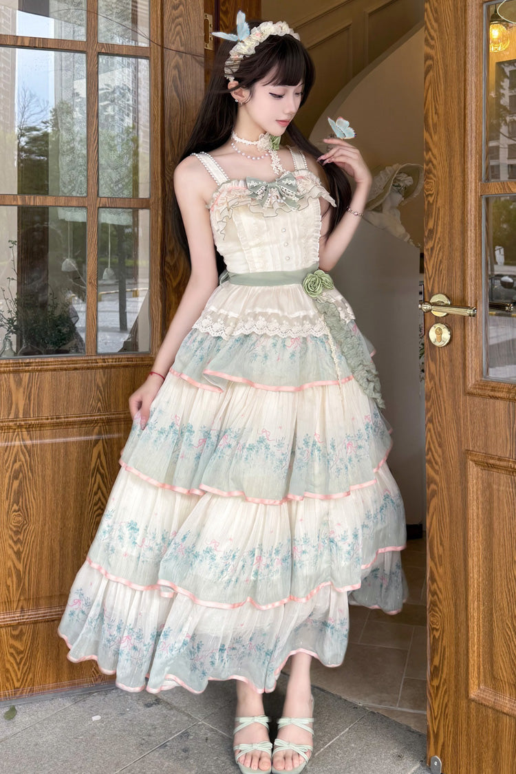 Lolita Dress - Lilac Thoughts, Green, Ruffled, Printed, Layered - additional product view 5