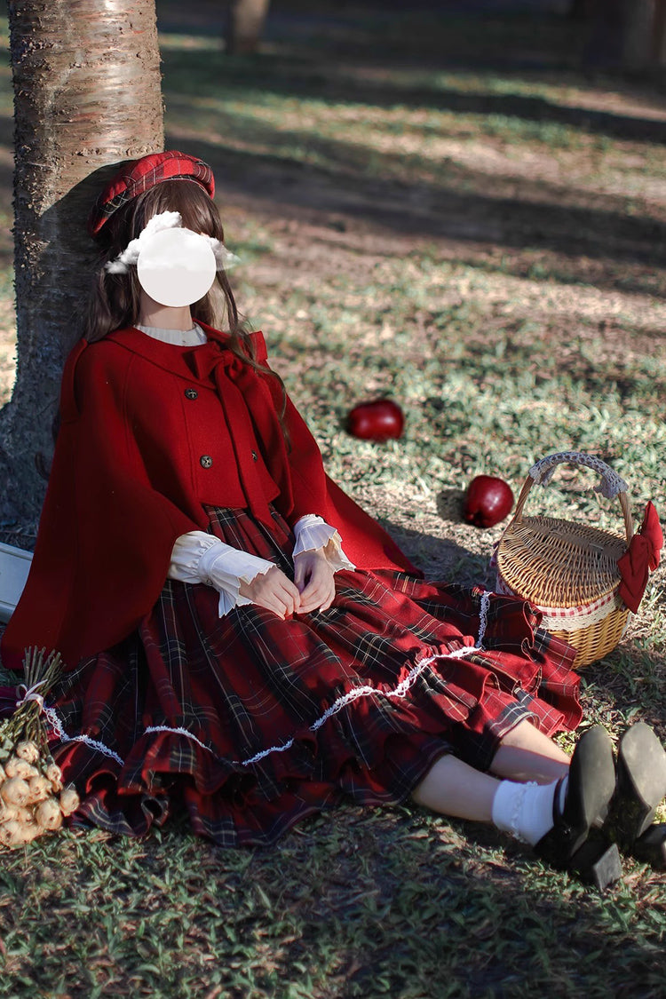 Lolita Dress - Little Red Riding Hood, Red, Plaid, Ruffled, Printed - additional product view 15