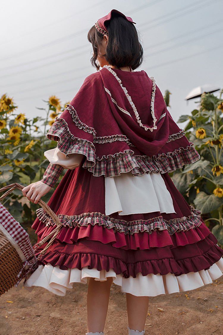 Lolita Dress - Little Red Riding Hood, Red, Ruffled, Long Sleeves, Sweet Style - additional product view 8