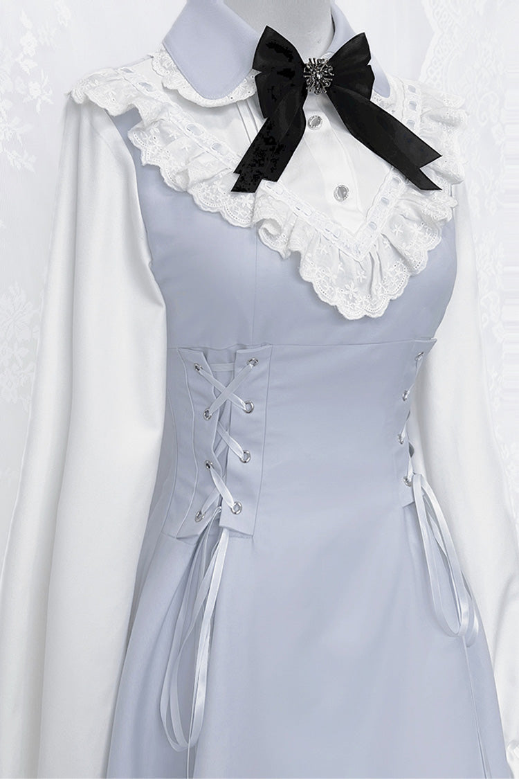 Lolita Dress - Qingshui Poetry, Blue, Long Sleeves, Sweet Style, Bow Detail - additional product view 10