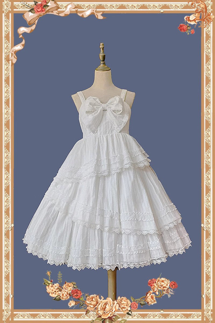 Lolita Dress - Solid Color Tower Of, White, Bow Detail, Ruffled, Sweet Style - additional product view 12