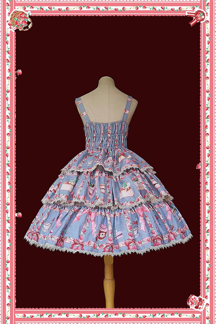 Lolita Dress - Strawberry Afternoon Tea Cake, 3 Colors, Printed, Layered, Sweet Style - additional product view 12
