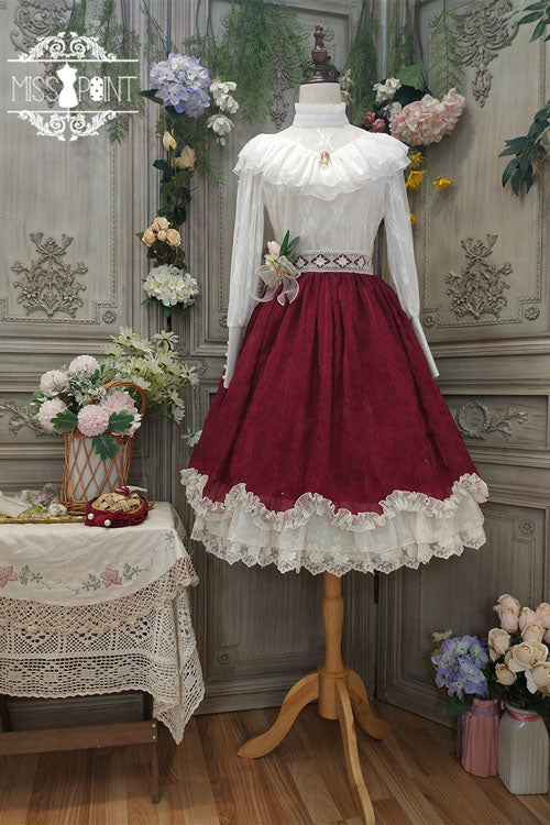 Lolita Dress - Wine Elegant Vintage Tulip, Wine, Classic Style, Ruffled - additional product view 6