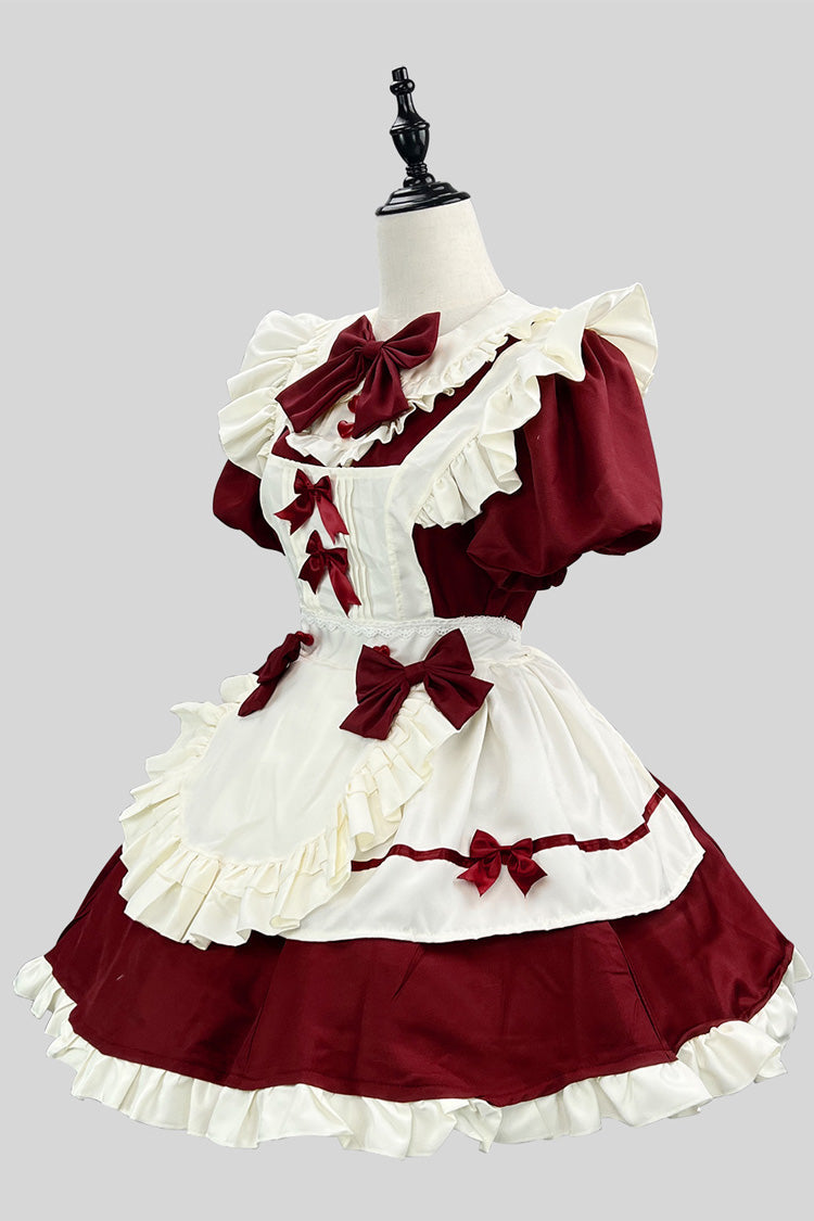 Lolita Dress - Wine/white, White, Plus Size, Ruffled, Sweet Style - additional product view 3