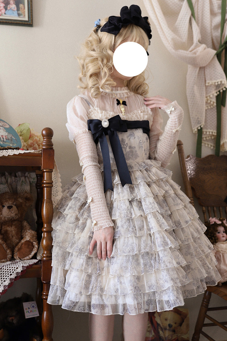 Lolita Dress - Wonderland Travels, Multi-Color, Sweet Style, Bow Detail, Ruffled - additional product view 15