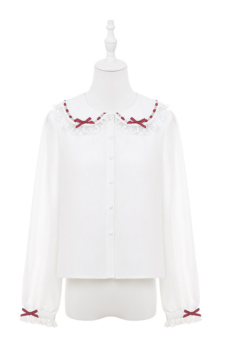 Lolita JSK Dress - Christmas Velvet Cake, Red, Bow Detail, Lace Trim, Ruffled - S Blouse / M Blouse / L Blouse option