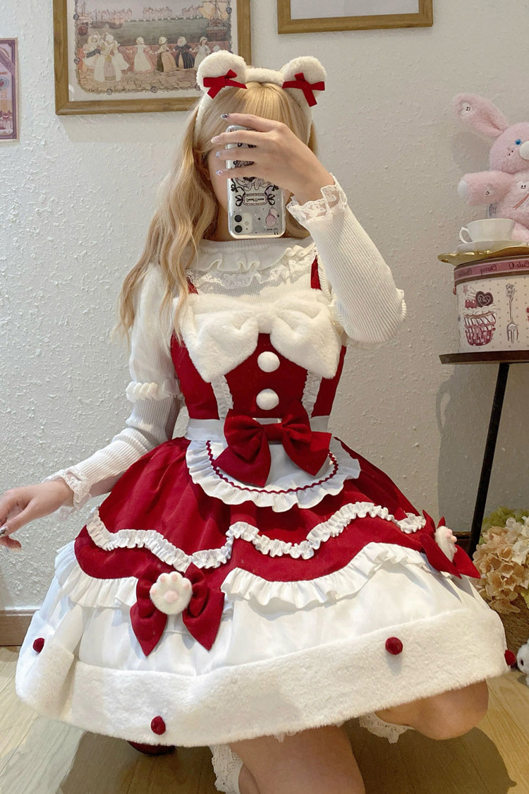 Lolita JSK Dress - Cream Snow Cat, 3 Colors, Sweet Style, Bow Detail, Ruffled - additional product view 10