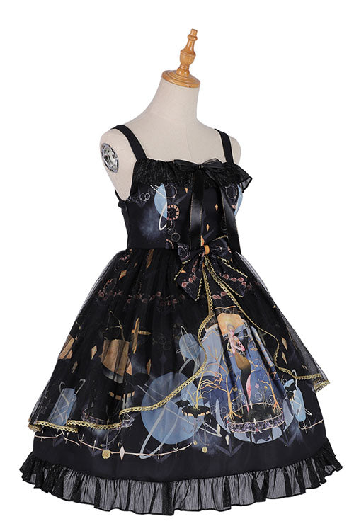 Lolita JSK Dress - Dark Blue Vintage Mermaid Song, Blue, Square Collar, Bow Detail - additional product view 6