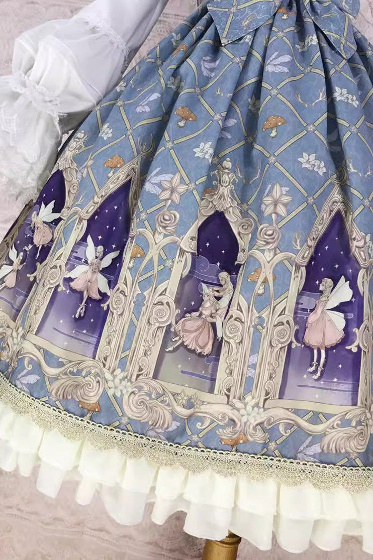 Lolita JSK Dress - Dream Elf Print, 6 Colors, Sweet Style, Bow Detail, Ruffled - additional product view 16