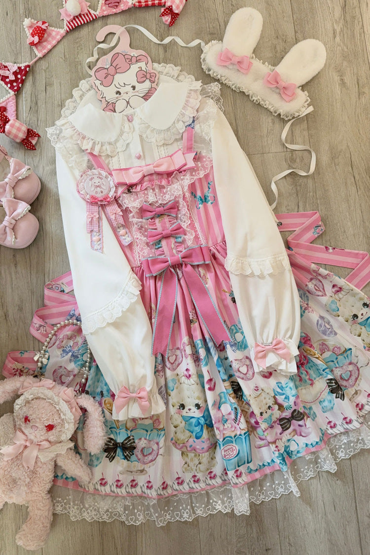 Lolita JSK Dress - Floral Whisper, Pink, Lace Trim, Ruffled, Printed - additional product view 6