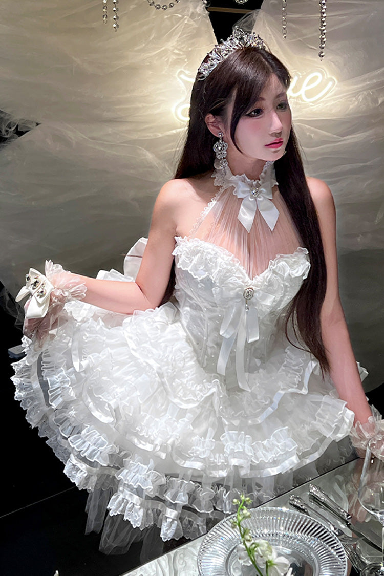 Lolita JSK Dress - Love God Bride, White, Lace Trim, Ruffled, Halterneck - additional product view 9