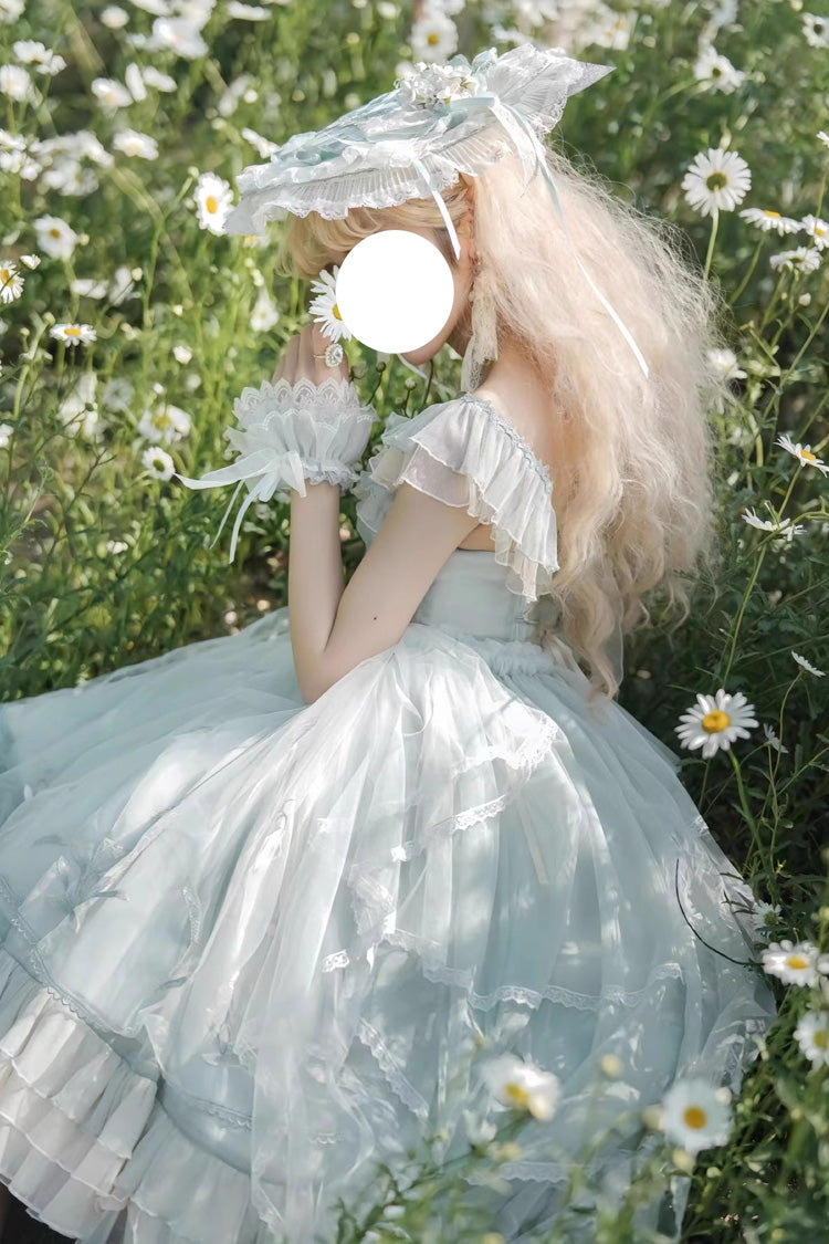 Lolita JSK Dress - Love Is Coming, Green, Bow Detail, Ruffled, Embroidered - additional product view 7