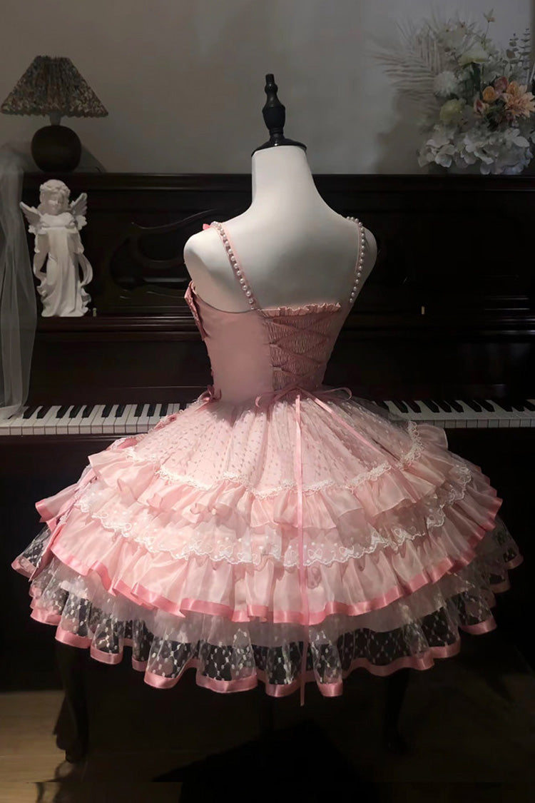 Lolita JSK Dress - Love Of Gemstones, Pink, Lace Trim, Ruffled, Layered - additional product view 8