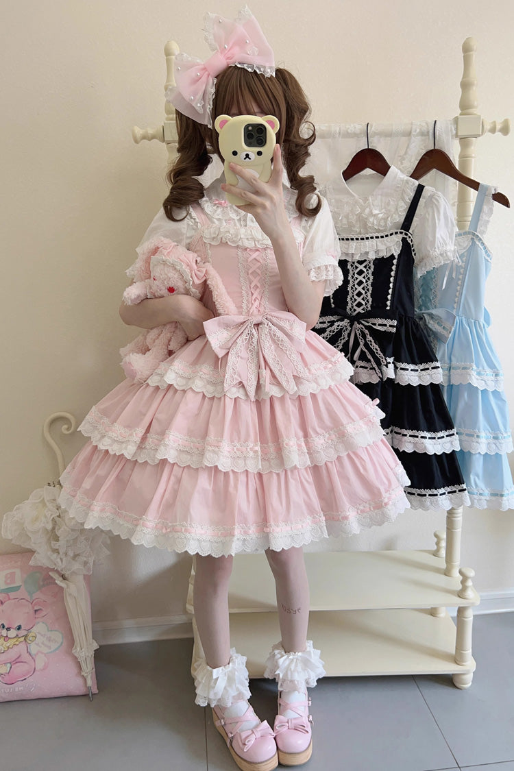 Lolita JSK Dress - Maiden Heart, Pink, Layered, Sweet Style, Bow Detail - additional product view 7