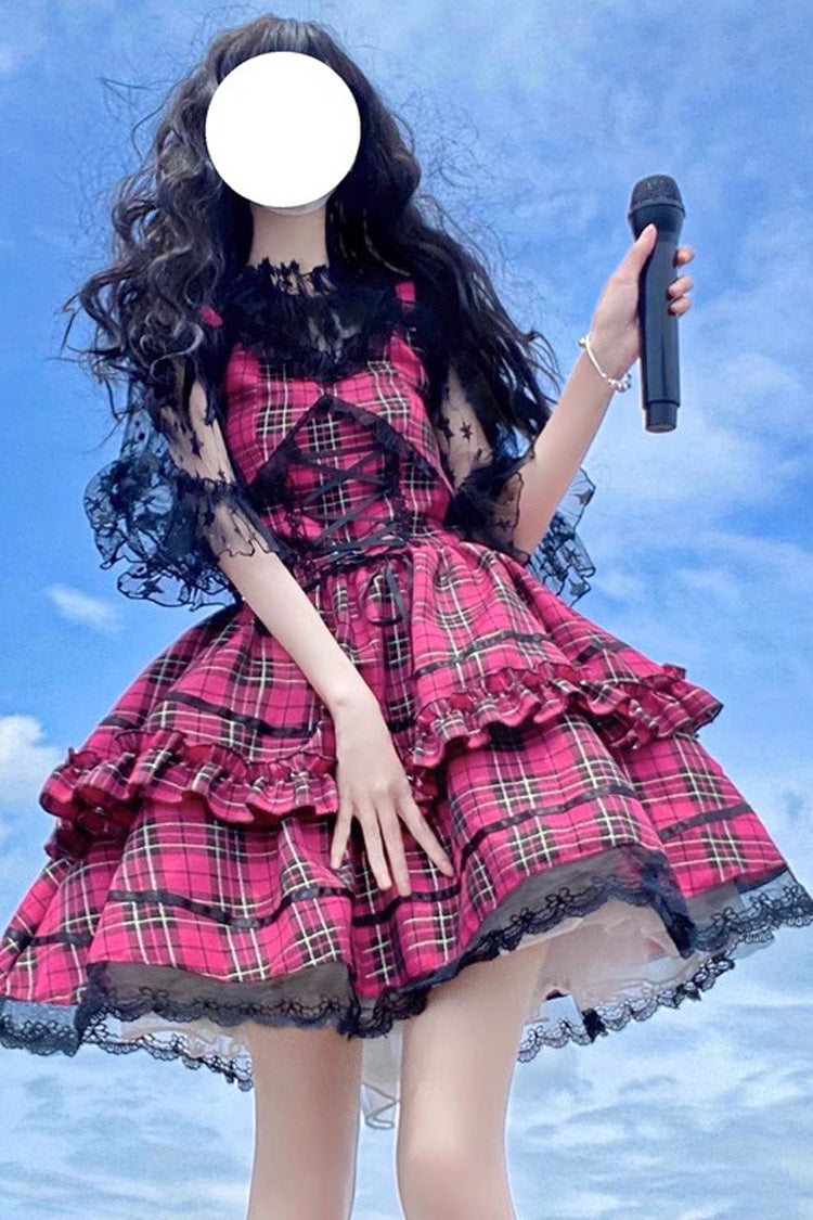 Lolita JSK Dress - Multi-layer Ruffle Bowknot, Red, Gothic Style, Bow Detail, Ruffled - additional product view 4