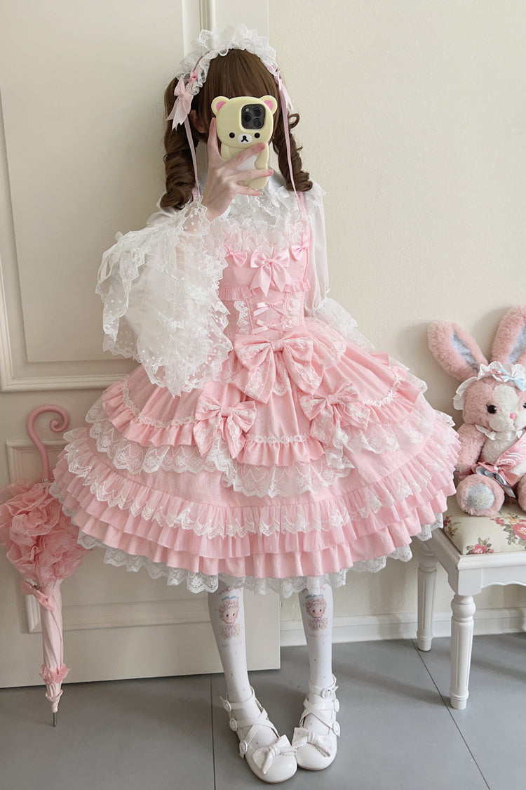 Lolita JSK Dress - Multi-layered, Pink, Sweet Style, Bow Detail, Lace Trim - additional product view 8
