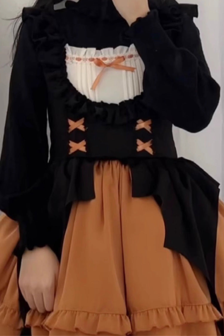 Lolita JSK Dress - Orange Halloween Starry Night, Orange, Sweet Style, Ruffled - additional product view 3