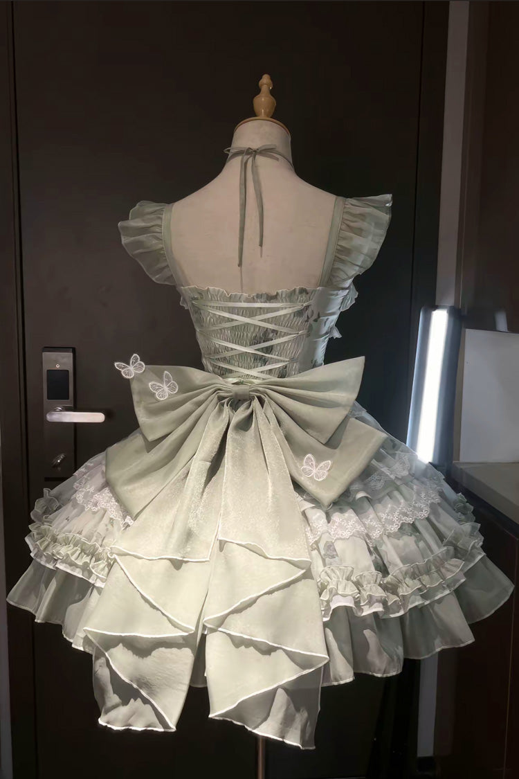 Lolita JSK Dress - Promise Of The Blooming Season, Green, Bow Detail, Lace Trim, Ruffled - additional product view 7