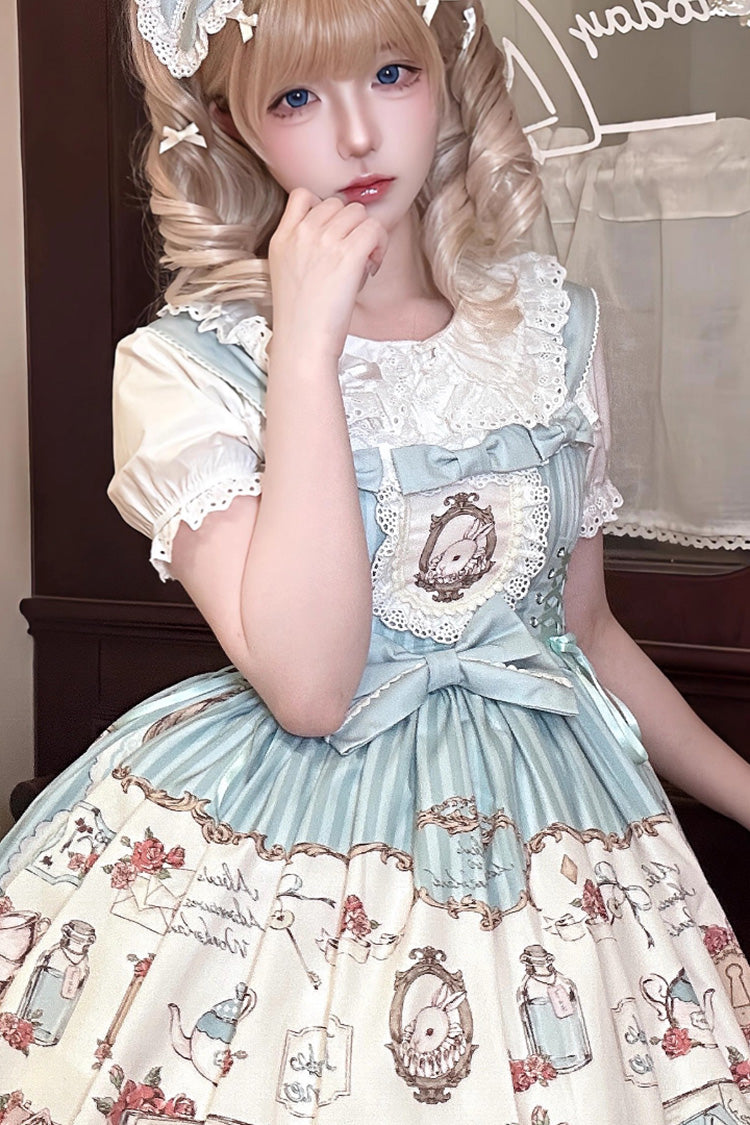 Lolita JSK Dress - Rabbit's, 3 Colors, Bow Detail, Lace Trim, Printed - additional product view 8