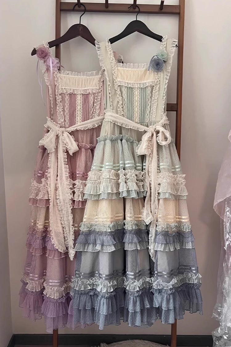 Lolita JSK Dress - Rainbow Cloud Gradient, 2 Colors, Sweet Style, Bow Detail, Lace Trim - additional product view 11