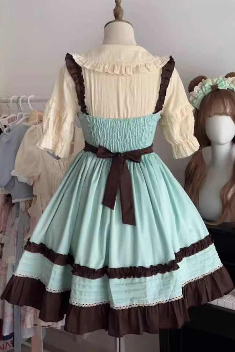 Lolita JSK Dress - Raw Chocolate Mille Crepe, 3 Colors, Sweet Style, Bow Detail, Ruffled - additional product view 9