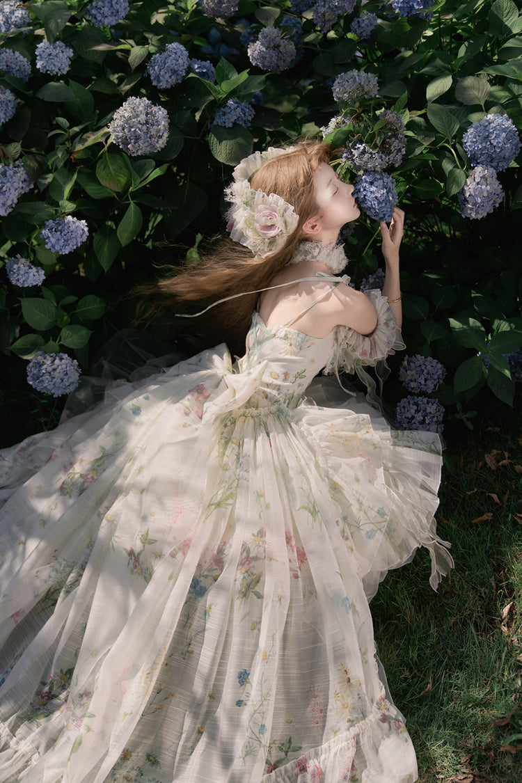Lolita JSK Dress - Spring Rose, Green, Lace Trim, Layered, Lace-Up - additional product view 22