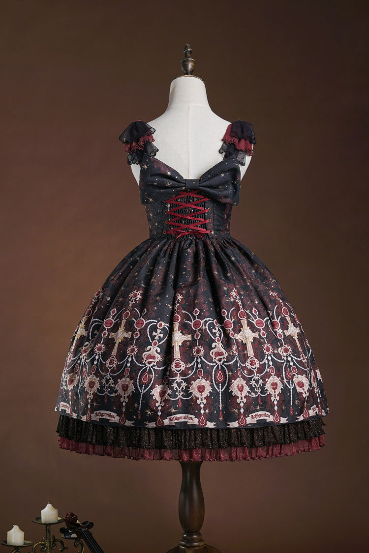 Lolita JSK Dress - Stone Of Eden, 2 Colors, Layered, Sweet Style, Bow Detail - additional product view 4