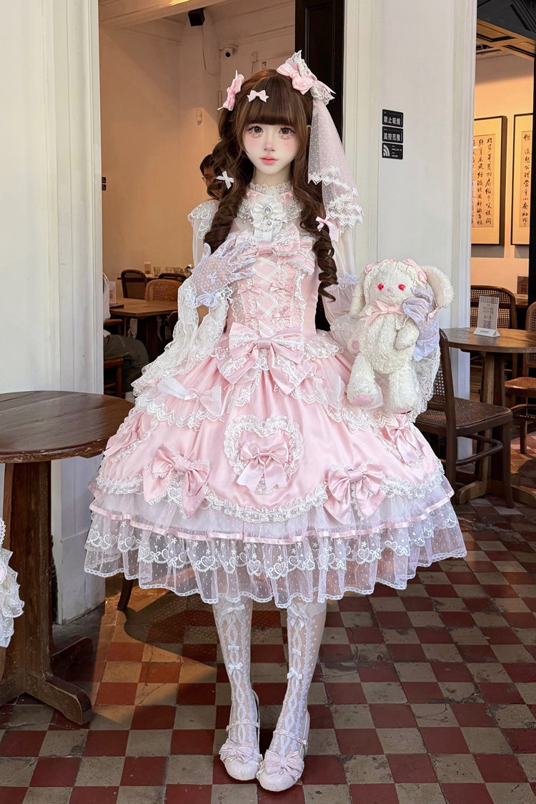 Lolita JSK Dress - Sweetheart, Pink, Layered, Lace-Up, Sweet Style - additional product view 10