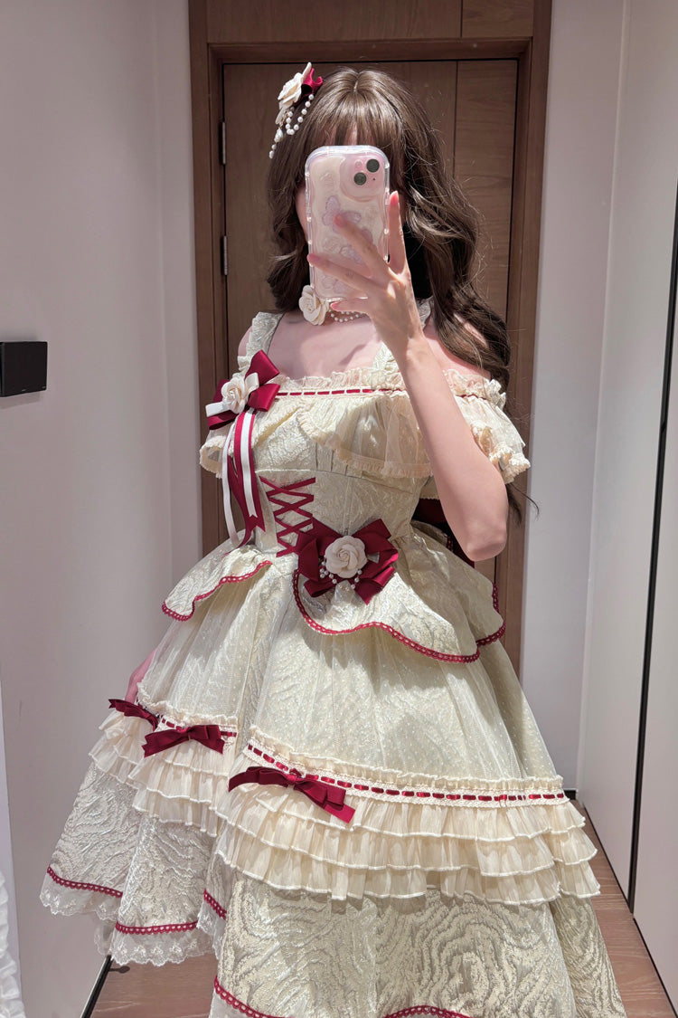 Lolita JSK Dress - Tycoon's Daughter, 2 Colors, Ruffled, Sweet Style, Bow Detail - additional product view 4