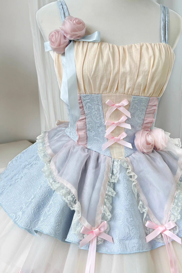 Lolita Jumper Skirt - Blue/pink Rose Peach Wine, 2 Colors, Sweet Style - additional product view 14