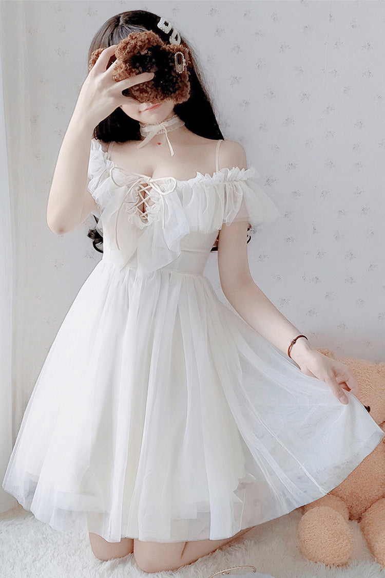 Lolita Jumper Skirt - Boat Neck, White, Sweet Style - Tea Party Jumper Dress - additional product view 4