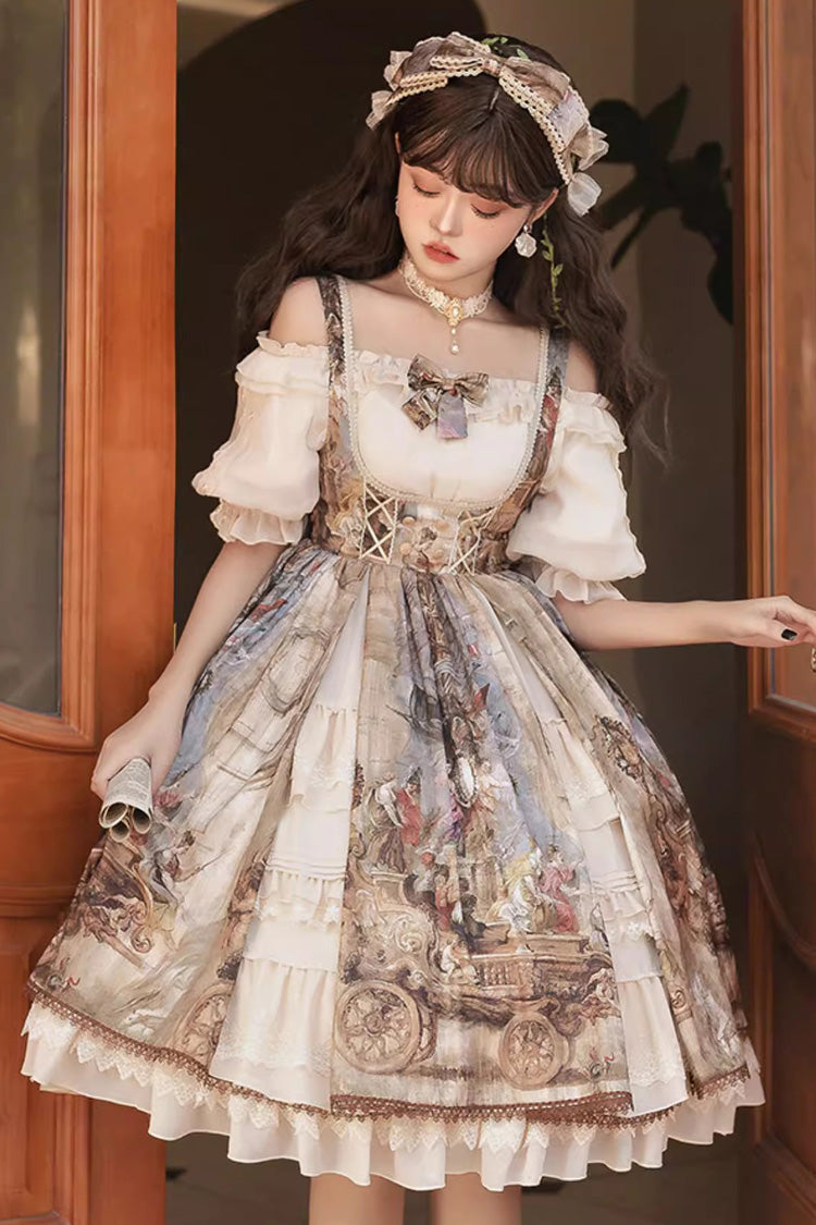 Lolita Jumper Skirt - Cloria, Brown, Sweet Style, Bow Detail, Lace Trim - additional product view 12