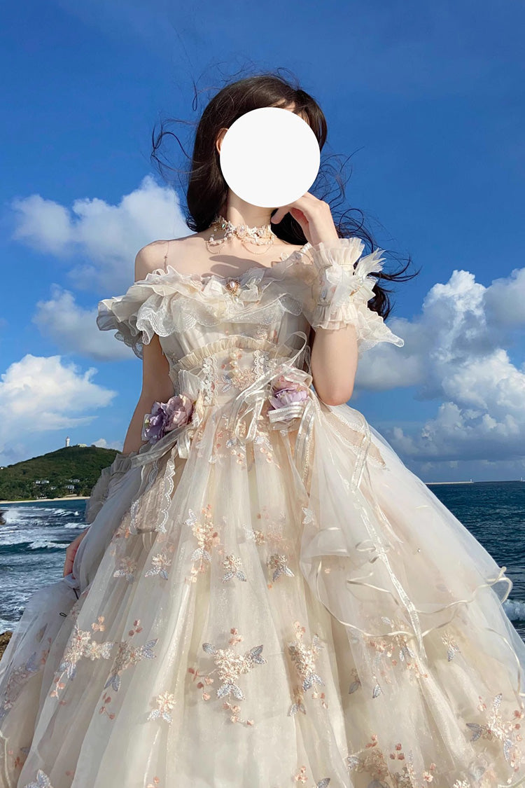 Lolita Jumper Skirt - Flora, Ivory, Ruffled, Embroidered, Layered - additional product view 6