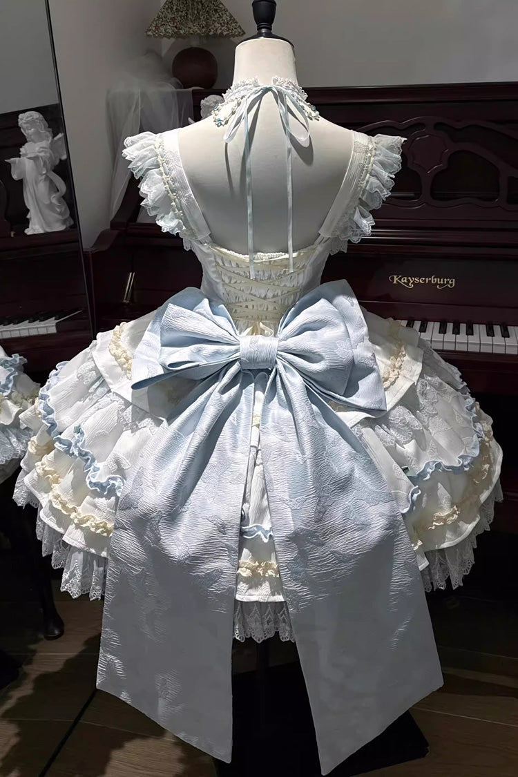 Lolita Jumper Skirt - Floral Bell Dream, 2 Colors, Square Collar, Layered, Lace-Up - additional product view 4