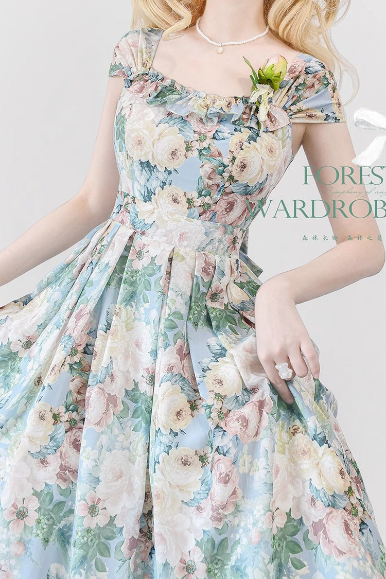 Lolita Jumper Skirt - Forest Basket, Green, Bow Detail, Printed, Sweet Style - additional product view 4