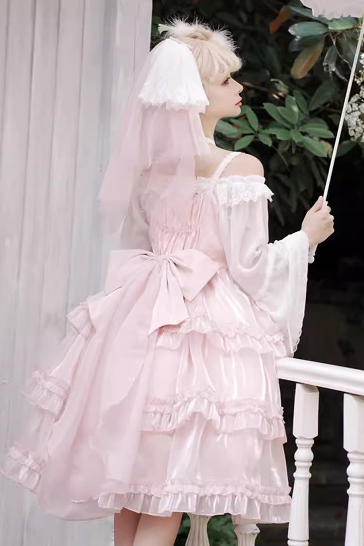 Lolita Jumper Skirt - Gauze Romance Multi-layer, Pink, Bow Detail, Ruffled, Sweet Style - additional product view 8