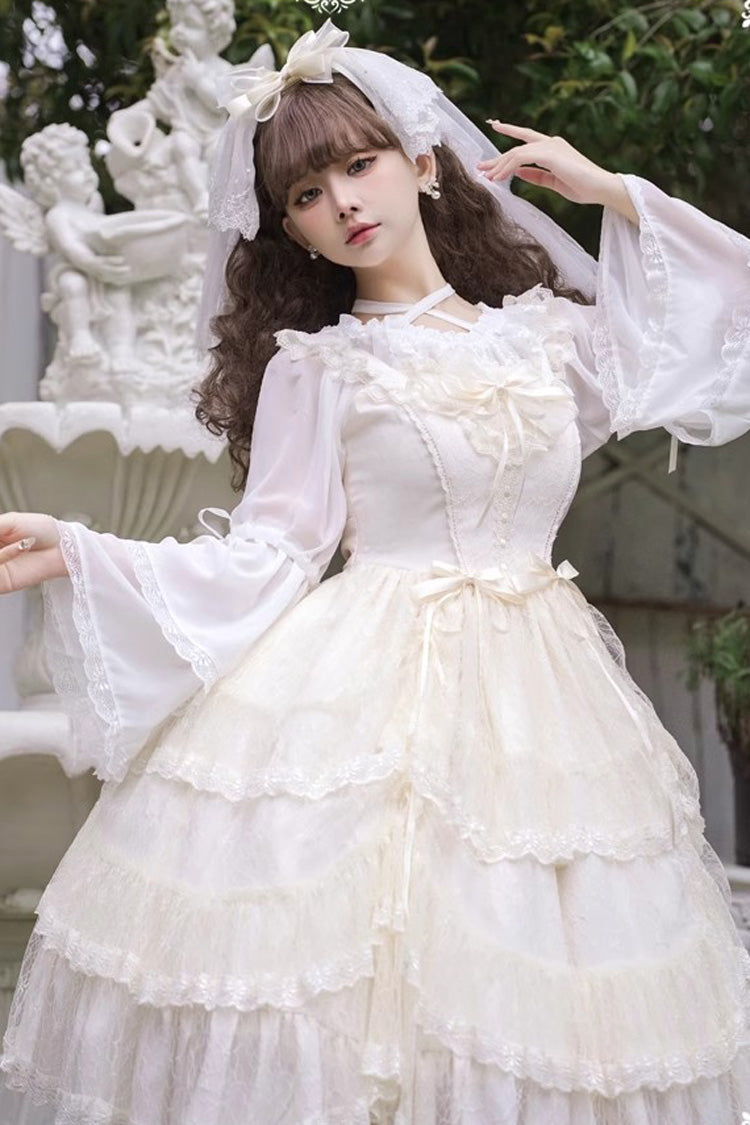 Lolita Jumper Skirt - Iris Love Multi-layer Jacquard, 2 Colors, Sweet Style, Bow Detail - additional product view 12