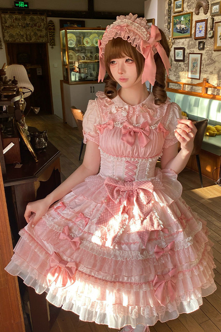 Lolita Jumper Skirt - Little Lovetine, Pink, Bow Detail, Lace Trim, Ruffled - additional product view 14