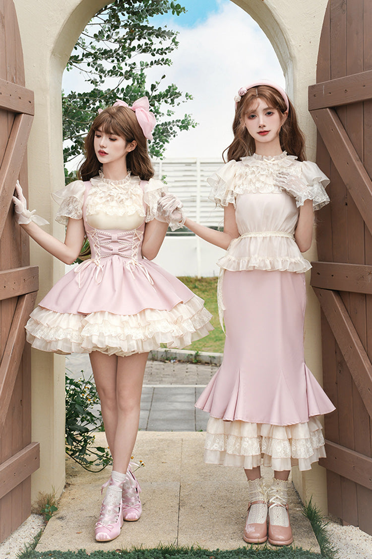Lolita Jumper Skirt - Love Diary, Pink, Layered, Lace-Up, Sweet Style - additional product view 13