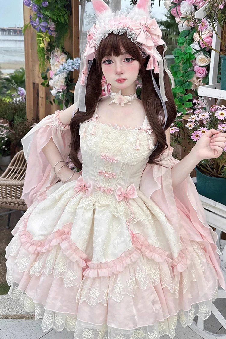 Lolita Jumper Skirt - Lyrics In The Midst Of Flowers, Pink, Sweet Style, Bow Detail - additional product view 8