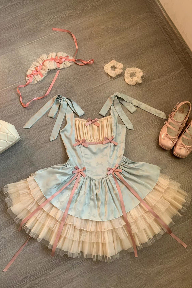 Lolita Jumper Skirt - Mint Green Ribbon Ballet Style, Green, Ruffled, Sweet Style - additional product view 5