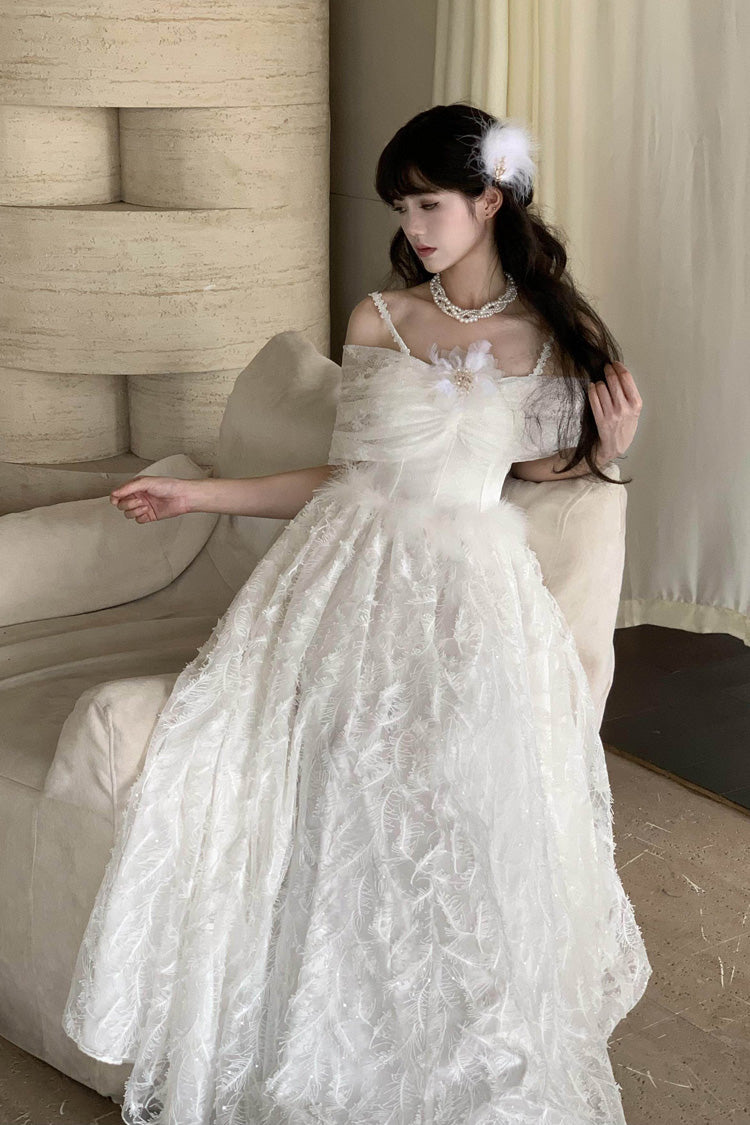 Lolita Jumper Skirt - Moonlight, White, Embroidered, Gothic Style, Bow Detail - additional product view 10